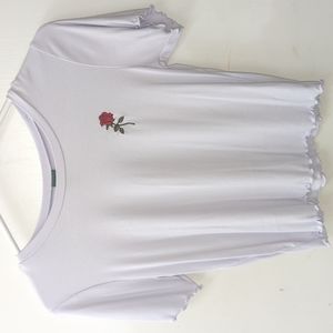 Purple Crop Top with Flower Detail (Large)